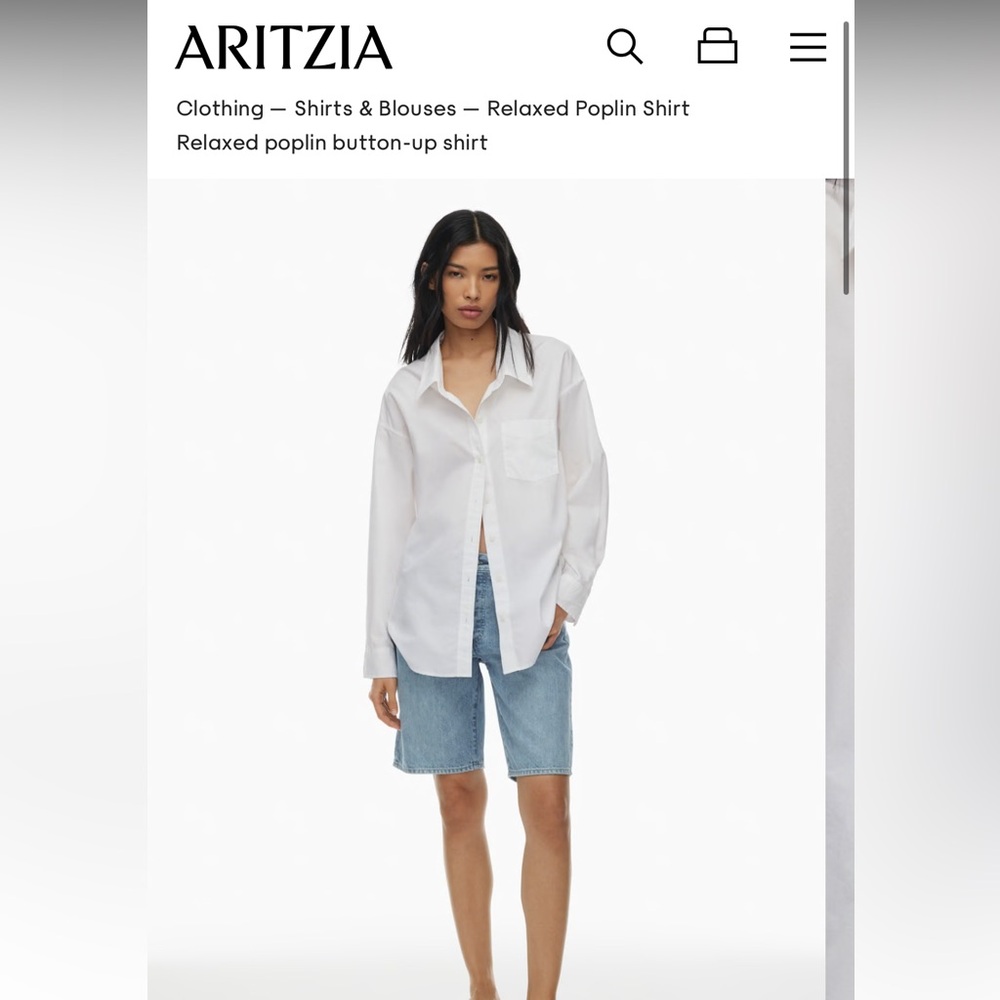 Aritzia relaxed poplin shirt, never worn